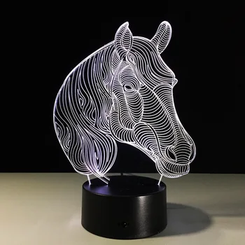 Arklių Naktį Led Lemputė USB Naujovė Dovanos, 7 Spalvų Keitimas Gyvūnų 3D LED Stalas Stalo Lempa, kaip Namų Dekoracija Mažiausia Kaina Lašas Laivas