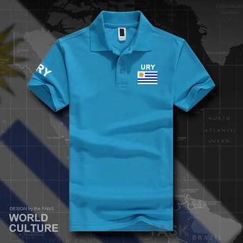 Urugvajus Urugvajaus polo marškinėliai vyrams trumpomis rankovėmis balti ženklai spausdinami šalies 2017 medvilnės tauta komandos vėliava naujas mados URY