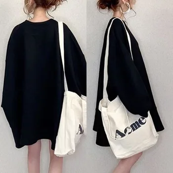 Plius Dydis Moterų Tshirts 2020 M. Rudenį Naujų Prarasti Long Sleeve Black T-Shirt Vidutinio Ilgio, Apvalios Kaklo Atsitiktinis Moterų Viršūnių Japonų Stiliaus