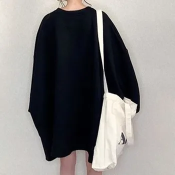 Plius Dydis Moterų Tshirts 2020 M. Rudenį Naujų Prarasti Long Sleeve Black T-Shirt Vidutinio Ilgio, Apvalios Kaklo Atsitiktinis Moterų Viršūnių Japonų Stiliaus