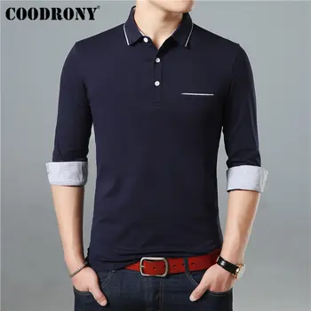 COODRONY Long Sleeve T Shirt Vyrams, Prekės ženklo Verslo Atsitiktinis Marškinėlius Vyrų Turn-žemyn Apykaklės Marškinėliai Vyrams Minkštos Medvilnės Marškinėliai Homme 95005