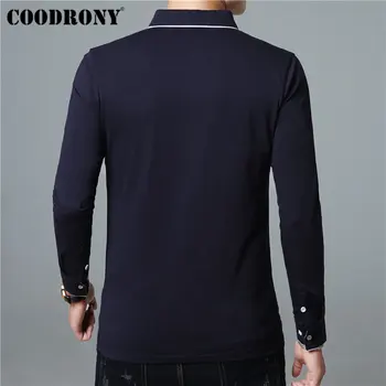 COODRONY Long Sleeve T Shirt Vyrams, Prekės ženklo Verslo Atsitiktinis Marškinėlius Vyrų Turn-žemyn Apykaklės Marškinėliai Vyrams Minkštos Medvilnės Marškinėliai Homme 95005