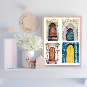 Maroko Durų Plakatų ir grafikos, Akvarelės Paveikslai Tapyba Šiuolaikinės Spalvinga Sienos Nuotraukas, Skirtą Kambarį Namuose, Foto, Meninis Dekoras