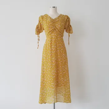Gėlių Spausdinti Boho Suknelė Moterims Šifono Ilgas Vasaros Suknelė Ponios Vintage V Kaklo Suknelės Naują Atvykimo 2020 Skraiste Femme
