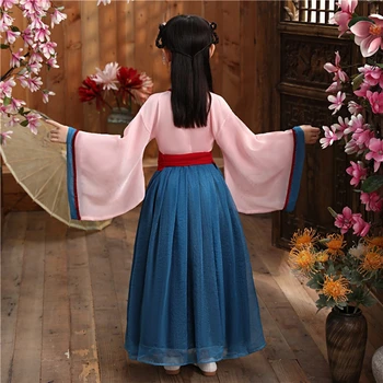 Mergina Siuvinėti HanFu Princess Gimtadienio Šokis Atlikti Suknelė Vaikams Tradicinės Kinų Ilga Vestuvinė ir Gėlių Mergaitės Suknelė