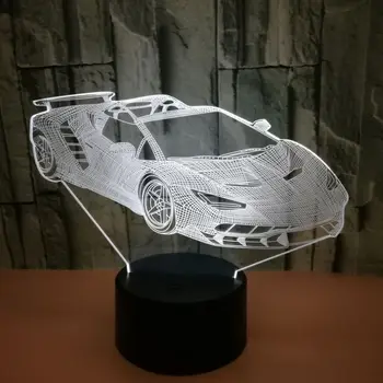 Kūrybos Akrilo Automobilių Sporto 3d Led Nakties Šviesos diodų (Led) Septynių Spalvų Spalva Pakeisti Lentelę LampTouch Nuotolinio Valdymo pultas Usb 3d Naktį Lempa