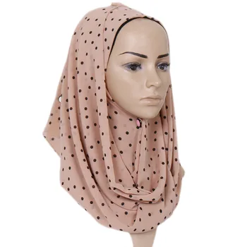 Moterų Mados Paprastoji Polka Dot Burbulas Šifono Hijab Šalikas Ponios Printe Skaros Foulard Musulmonų Šalikai Wrap Lankelis Snood 7 spalvų