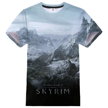 Nauja, T-shirt Žaidimas The Elder Scrolls Skyrim 3D Atspausdintas Streetwear O-Kaklo trumpomis Rankovėmis Marškinėlius Vyrų, Moterų Atsitiktinis Hip-Hop marškinėliai Topai