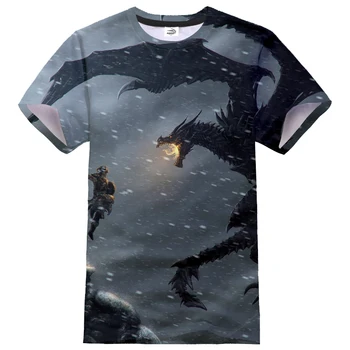 Nauja, T-shirt Žaidimas The Elder Scrolls Skyrim 3D Atspausdintas Streetwear O-Kaklo trumpomis Rankovėmis Marškinėlius Vyrų, Moterų Atsitiktinis Hip-Hop marškinėliai Topai