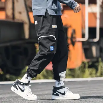 2020 Vyrų Sweatpants Multi-Pocket Mens Haremo Kelnės Hip-Hop Atsitiktinis Kelnės Mados Prarasti Krovinių Kelnės Vyrų Naujas Didelis Dydis M-5XL