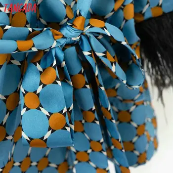 Tangada moterų plunksnos patchworks kostiumo švarkas mados 2019 ilgomis rankovėmis ponios geometrinis spausdinti švarkas moteriška office kailis XD312