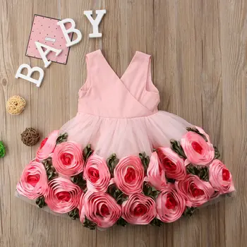 Emmababy Naujausias Mados Bamblys Baby Girl Dress Partijos Inscenizacija Princesė Dress Bowknot Tiulio Gėlių Suknelė