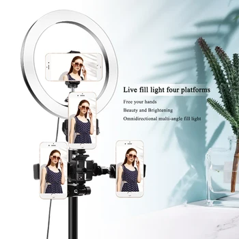 26cm/10inch Fotografijos LED Selfie Žiedas Šviesos Mobilusis Kompiuteris Gyventi Užpildyti Šviesos Su Stovu Trikojai Makiažo Vaizdo Gyventi Studija