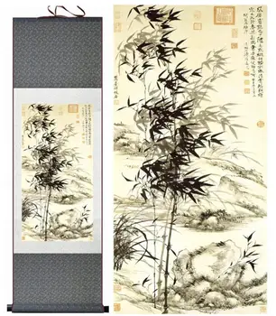 Bambuko tapybos Chiense simbolių ir Gėlių tapybos Namų Biuro Apdailos Kinijos pažymėkite paintingPrinted tapyba