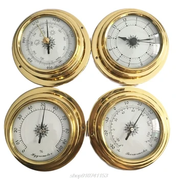 4 Cm 4 VNT./set Termometras su Drėgmėmačiu Barometras Laikrodžiai Laikrodis Vario Apvalkalas, Cirkonio Jūrų Orų N05 20 Dropship