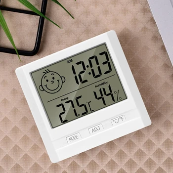 1pcs LCD Elektroninis Skaitmeninis Termometras su Drėgmėmačiu Šypsena Veide Thermohygrometer Patalpų Vaikų Kambario Skaitmeninis Termometras