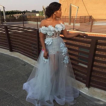 Elegantiška Prom Dress 2021 Off peties-Line 3D gėlė Ilgai Vakare Chalatai, Plius Dydis moterų Oficialią Suknelės, Šaliai, skraistės de soiree