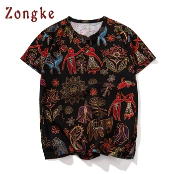 Zongke Kinijos Nacionalinio Stiliaus Vintage Marškinėliai Vyrams Marškinėlius Vyrų Marškinėliai Harajuku Vyrų T-Shirt Streetwear Hip-Hop 2021 M. Pavasarį Naujas