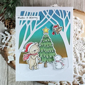 Linksmų Kalėdų Gyvūnų Santa Turėti Elnias Medžio Elf Sniego Raštą, Metalo Pjovimo Miršta A Aišku, Silikono Ženklų, Kad Nauja Kortelė 