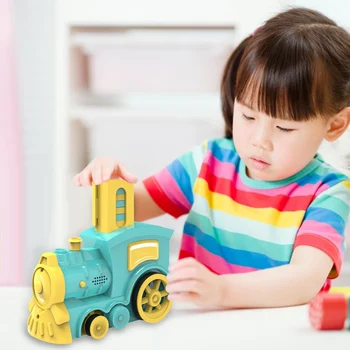 Vaikai Domino Traukinio Žaislų Trinkelių Rinkinys su Šviesos Skamba juokingai Montessori Ugdymo Ankstyvo Vystymosi Žaislas Vaikams, Dovanos