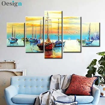 5 kolektorių laivų plaukiojimo plaukti plakatas medžiaga tapybos paveikslų naftos tapyba ant drobės spausdinti paveiksl už kambarį apdaila