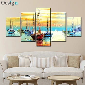 5 kolektorių laivų plaukiojimo plaukti plakatas medžiaga tapybos paveikslų naftos tapyba ant drobės spausdinti paveiksl už kambarį apdaila