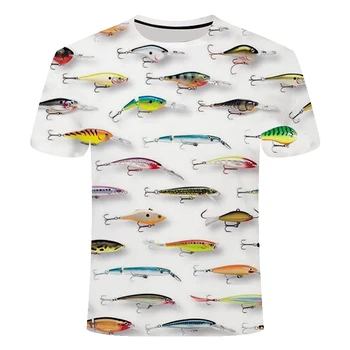 2020 naujas hd skaitmeninis laisvalaikio 3D spausdinimo Juokingi žuvis T-shirt vyrai žvejybos T-shirt o apykaklės striukė T-shirt įdomių žuvų T-shirt