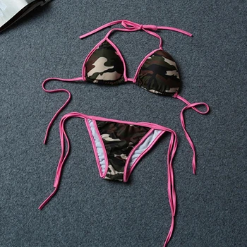 Maudymosi kostiumėlį, Maudymosi Kostiumą, Bikini Rinkinys Sexy Moteris Kamufliažas Spausdinti Tvarstis, Push-up Moterų Plaukimo Kostiumas
