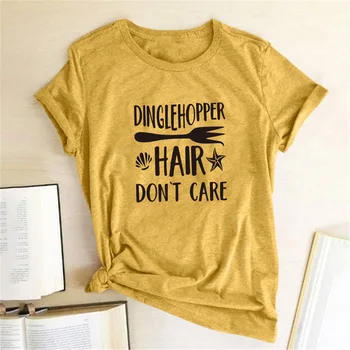 Dinglehopper Plaukų Dont Care T-Shirt Undinėlė Arielis Marškinėlius Trumpomis Rankovėmis Grafinis Tees Viršūnes Moterų 2020 M. Magliette Donna