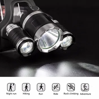 4 Režimais, atsparus Vandeniui T6+2*R2 LED Žibintuvėlis Lauke priekinis žibintas Žibintai USB Įkrovimą, Žibintas, Lempa Fakelas Lanterna su Lankelis