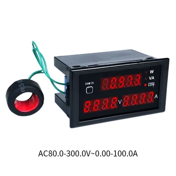 AC 80-300V 0-100A įtampos amp galios matuoklis monitorius su raudona led ekranas, amperas volt aktyvus matyti galia galios koeficientas CT