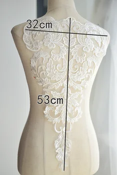 Prancūzų Nėriniai, Rankų darbo Karoliukai 3D Vestuvių Suknelė Aplikacijos 