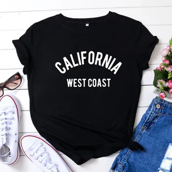 Moterų Marškinėliai, Femme T-shirt Moterims trumpomis Rankovėmis Juokinga Marškinėlius Balta Camisetas Mujer Kalifornijos West Coast Vasaros Marškinėliai