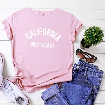 Moterų Marškinėliai, Femme T-shirt Moterims trumpomis Rankovėmis Juokinga Marškinėlius Balta Camisetas Mujer Kalifornijos West Coast Vasaros Marškinėliai