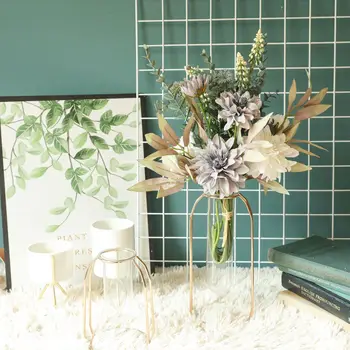 Naujo Dizaino Aukštos Kokybės 50cm Stalo Puošmena Dahlia Dirbtinių Gėlių Puokštė Namų Vestuvių dekoras