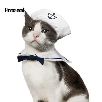 Gomaomi Reguliuojamas Naminių Gyvūnėlių Šuniuką Katė, Šuo Cosplay Kostiumas Sailor Suit Apranga, Drabužiai Hat& Žaliojo Karinio Jūrų Laivyno Kaklaraištis