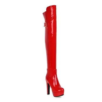 Juoda lakinės odos batus vaikams žiemos Europoje klientų sexy raudona super aukštakulnį kelio batai