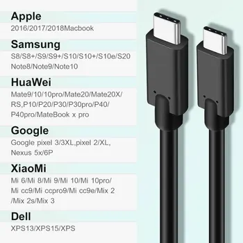 USB 3.1 PD 100W USB C su USB C Įkrovimo Kabelis Samsung S10 S20 