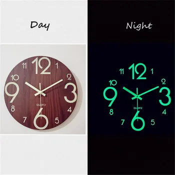 Šviesos Sieninis Laikrodis Šiaurės Paprastas Medinis Laikrodis Apdailos Liuminescencinės Skaitmeninis Laikrodis Kambarį Sieninis Laikrodis Namų Puošybai Laikrodis