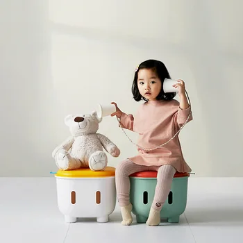 Vaikų Saugojimo Išmatose Plastiko Storage Box, Multi-funkcija Konteinerių Nešiojamų Drabužių Organizatorius Saugojimo Stalo ir Sėdynės Vaikams