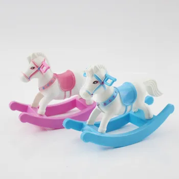 Mini Mažosios plastikos rocking horse modelio balansas arklių doll house dekoro apsimesti žaisti namuose žaislas, dovana, vaikui, vaikas mergina