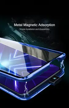 Dvipusis Magnetinio Absorbcijos Metalo Atveju, Huawei P smart Z 360 Visas Apsauginis Dangtelis Y9 Y5 2019 Y9 Premjero 2019 dangtis