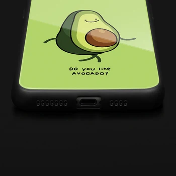 Už Xiaomi Mi 10 Pro 9 8 se lite Atveju, Žalia Animacinių filmų Avokado Sunku Stiklo atgal minkštas silikoninis Dangtelis Xiaomi Mi 10 9t 9 pro cc9e