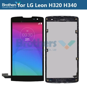 Originalus LCD Ekranas LG Leonas H320 H340 LCD Ekranas LG H340N Jutiklinis Ekranas skaitmeninis keitiklis LCD komplektuojami Su Rėmo Telefono Dalys
