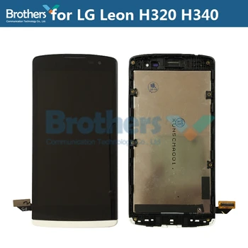 Originalus LCD Ekranas LG Leonas H320 H340 LCD Ekranas LG H340N Jutiklinis Ekranas skaitmeninis keitiklis LCD komplektuojami Su Rėmo Telefono Dalys