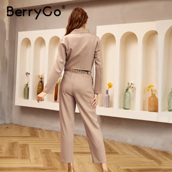 BerryGo Dviejų dalių švarkas moterims tinka, ilgomis rankovėmis dvigubai kietas laisvalaikio švarkas kelnės nustato Biuro ponios elegantiškas ziajać kostiumai 2020 m.