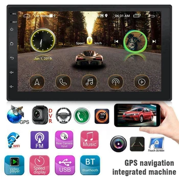 7 colių Android 9.0 Dvigubo DIN Quad Core 16G GPS Automobilio 