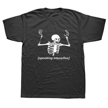 Juokinga Spooking Sustiprina Baisu Baisu Skeletas T-Shirt Mens Trumpomis Rankovėmis, Hip-Hop T Shirts, Negabaritinių Streetwear Viršuje Tees