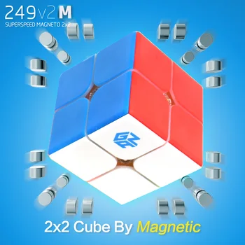 2x2 GAN 249 M, Magnetinis Magic Cube Greitis Stickerless 249 v2 M Profissional Žaislas Vaikams Su Magnetinių Nauja Versija 2x2x2 Cubo