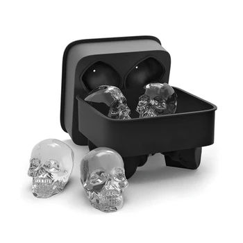 4 Ertmių Išgalvotas Skeletas Ledo Kamuolys Maker Pelėsių Lankstus 3D Silicio Ice Cube Cranium Pelėsių Viskis